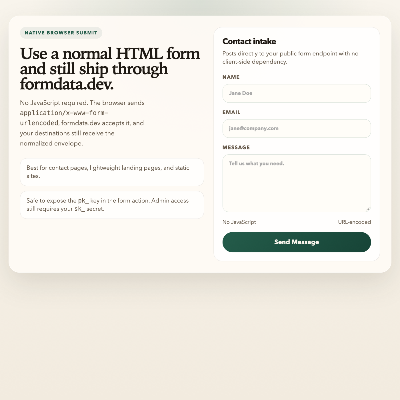 Plain HTML Form